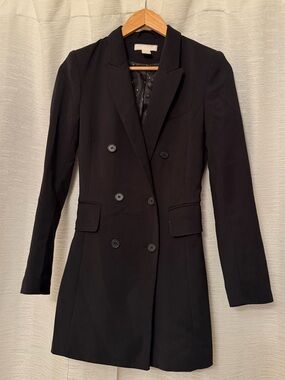Black Double-Breasted Women's Blazer Coat